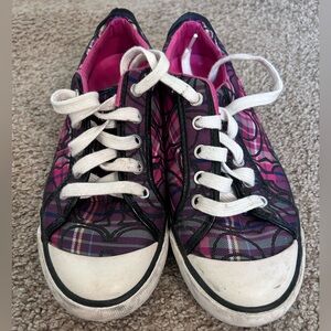Pink and Black Plaid Coach Sneakers